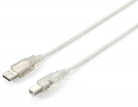 Equip USB Kabel 2.0 A-B St/St 1.0m transparent Polybeutel