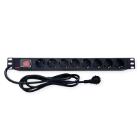 ROLINE PDU for Cabinet, 8x socket, 45°, 16A, with Switch, black, 2 m