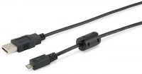 Equip USB Kabel 2.0 A -> micro B St/St 1.80m Ferrit schwarz Polybeutel