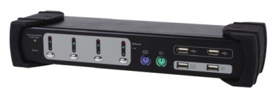 Equip KVM Switch 4x USB/PS2 Dual Monitor schwarz mit Audio