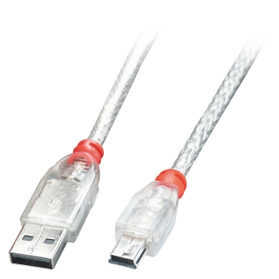 LINDY USB 2.0 Kabel Typ A/Mini-B transparent M/M 3m