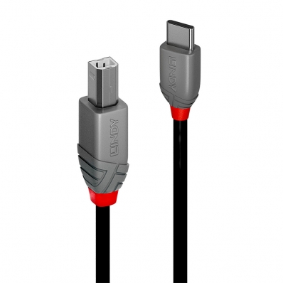 LINDY 3m USB 2.0 Typ C an B Kabel, Anthra Line