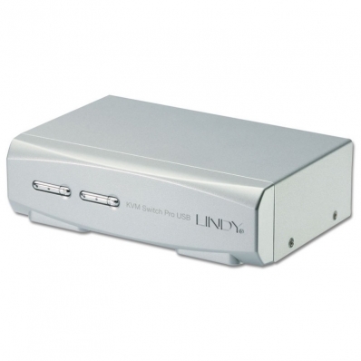 LINDY KVM Switch PRO USB 2.0 Audio DVI-I Dual Link 2 Port