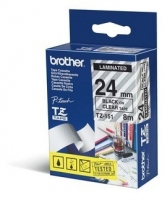Schriftbandkassette Brother 24mm farblos/schwarz TZE151