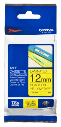 Schriftbandkassette Brother 12mm gelb/schwarz TZE631