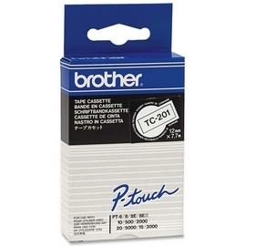 Schriftbandkassette Brother 12mm weiß/schwarz TC201