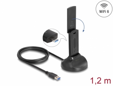 Delock Wi-Fi 6 Dual Band WLAN USB Adapter AX1800 (1201 + 574 Mbps)