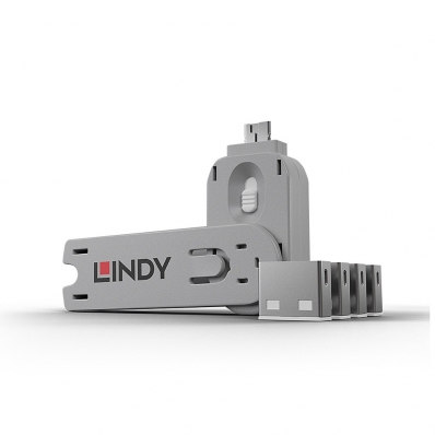 LINDY USB Portschlösser 4xWeiss mit Schlüssel