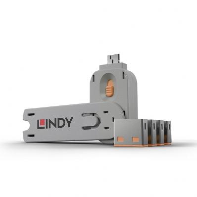 LINDY USB Portschlüssel 4xOrange mit Schlüssel