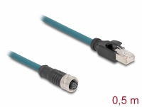 Delock M12 Adapter Cable A-coded 8 pin female to RJ45 male 50 cm