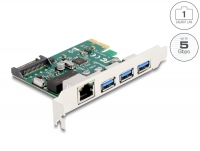 Delock PCI Express x1 Card to 3 x USB 5 Gbps Type-A female + 1 x Gigabit LAN