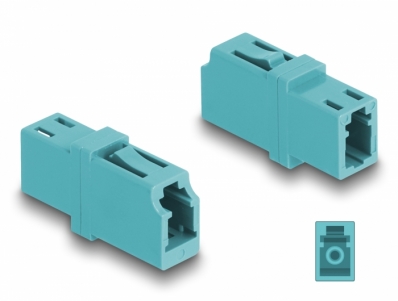 Delock Optical Fiber Coupler LC Simplex female to LC Simplex female OM3 aqua