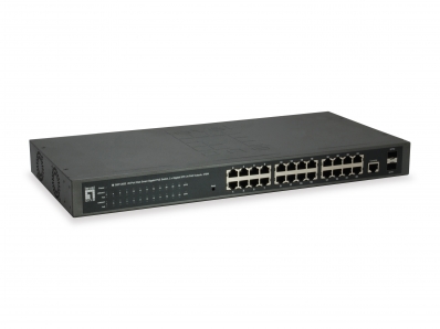 Level One LevelOne Switch 24x GE GEP-2652 2xGSFP 19" 370W 24xPoE+