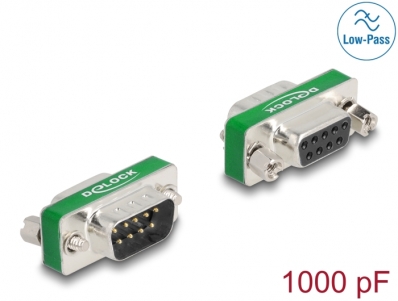 Delock RF/EMI Interference Suppression Filter D-Sub 9 pin male to female with low-pass filter capacitive