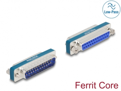 Delock RF/EMI Interference Suppression Filter D-Sub 25 pin male to female with low-pass inductive