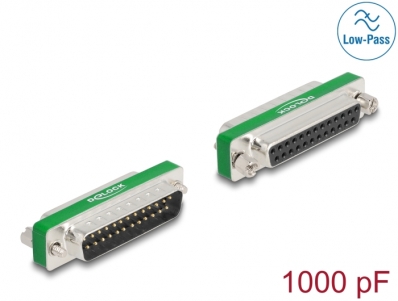 Delock RF/EMI Interference Suppression Filter D-Sub 25 pin male to female with low-pass filter capacitive