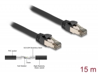 Delock RJ45 Network Cable Cat.6A U/FTP ultra flexible with inner metal jacket 15 m black