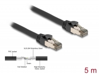 Delock RJ45 Network Cable Cat.6A U/FTP ultra flexible with inner metal jacket 5 m black