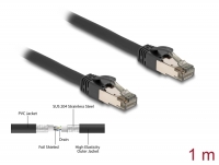 Delock RJ45 Network Cable Cat.6A U/FTP ultra flexible with inner metal jacket 1 m black