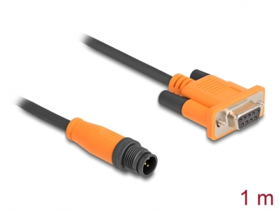 Delock M12 CAN Bus Cable A-coded 5 pin male to D-Sub 9 female 1 m