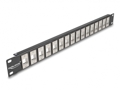 Delock 19″ Keystone Patch Panel 16 port 1U black