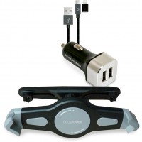 RealPower KFZ-Ladegerät Set + Kabel + Halterung Tablet