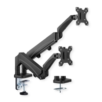 VALUE Dual LCD Monitor Arm, Desk Clamp, 5 Joints, Space Saving