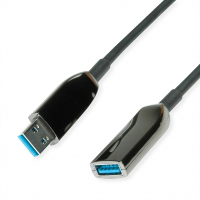 ROLINE USB 3.2 Gen 1 Extension Cable, 1 Port, AOC, M/F, black, 20 m