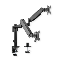 VALUE Dual Monitor Arm, Pole Mount, 4 Joints, Desk Clamp