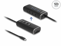 Delock 3 Port USB 10 Gbps Hub including SD and Micro SD Card Reader with USB Type-C™ connector 60 cm Cable and Switch for each p