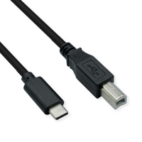 ROLINE USB 2.0 Cable Type C, C-B, M/M, black, 3 m