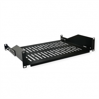 VALUE 19"-Fixed Shelf, 485 x 350mm, 2U, max. 25kg, black