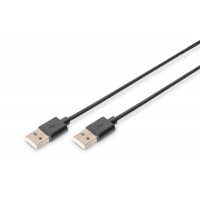 Kabelis USB2.0 TypeA, M / M, melns, 3.0m, Digitus