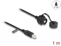 Delock Cable USB 2.0 Type-B male to USB 2.0 Type-B female for installation with bayonet protective cap IP68 dust and waterproof 