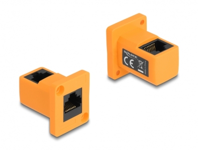 Delock D-Type Module RJ45 jack to jack 90° angled orange