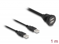 Delock USB 2.0 Cable 2 x USB Type-A male to 2 x USB Type-A female for built-in 1 m black