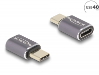 Delock USB Adapter 40 Gbps USB Type-C™ PD 3.0 100 W male to female port saver 8K 60 Hz metal