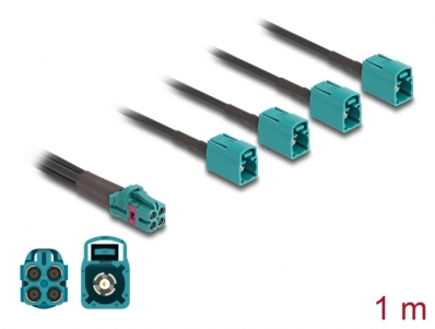 Delock Cable Mini FAKRA Z jack quad to 4 x FAKRA Z jack B-Type