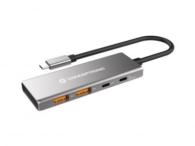 CONCEPTRONIC Dock USB-C->2xUSB-C,2xUSB-A,100WPD o.N.0.25m gr