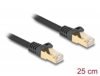 Delock RJ45 Network Cable with braided jacket Cat.6A S/FTP plug to plug 0.25 m black