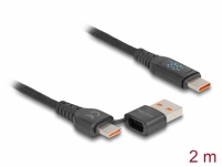 Delock USB 2.0 Fast Charging Cable USB Type-C™ + USB Type-A male to USB Type-C™ male PD 3.1 140 W with power indication 1.20 m