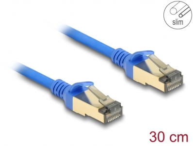 Delock RJ45 Network Cable Cat.8.1 F/FTP Slim 0.3 m blue