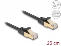 Delock RJ45 Flat Network Cable with braided jacket Cat.6A S/FTP plug to plug 0.25 m black