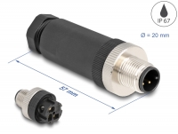 Delock M12 Connector A-coded 3 pin male for mounting with screw connection