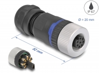 Delock M12 Connector A-coded 8 pin female for mounting with screw connection