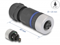 Delock M12 Connector A-coded 5 pin female for mounting with screw connection