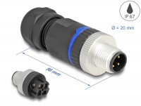 Delock M12 Connector A-coded 4 pin male for mounting with screw connection