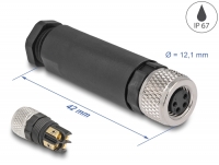 Delock M8 Connector A-coded 4 pin female for mounting with screw connection