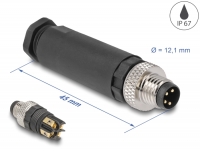 Delock M8 Connector A-coded 4 pin male for mounting with screw connection