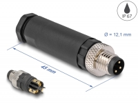 Delock M8 Connector A-coded 3 pin male for mounting with screw connection